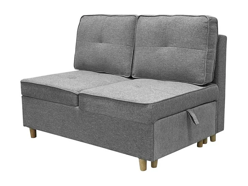 Schlafsofa 2-Sitzer ausziehbar platzsparend aus grauem Stoff Wanda