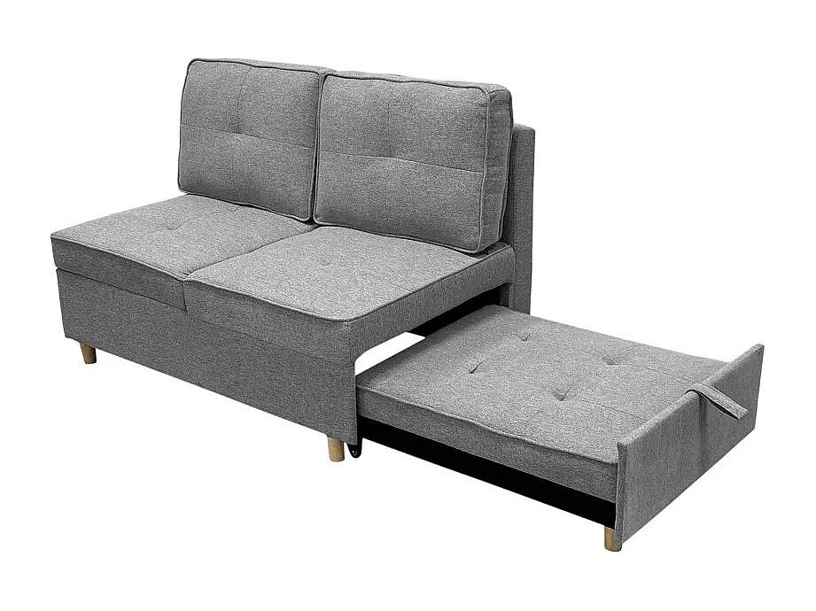 Schlafsofa 2-Sitzer ausziehbar platzsparend aus grauem Stoff Wanda