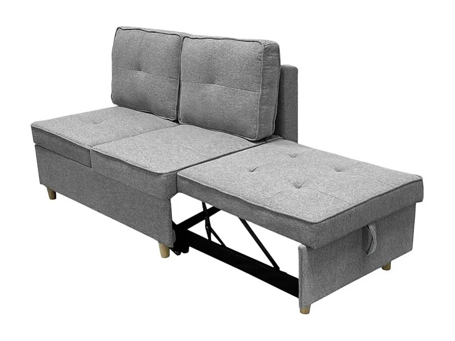 Schlafsofa 2-Sitzer ausziehbar platzsparend aus grauem Stoff Wanda