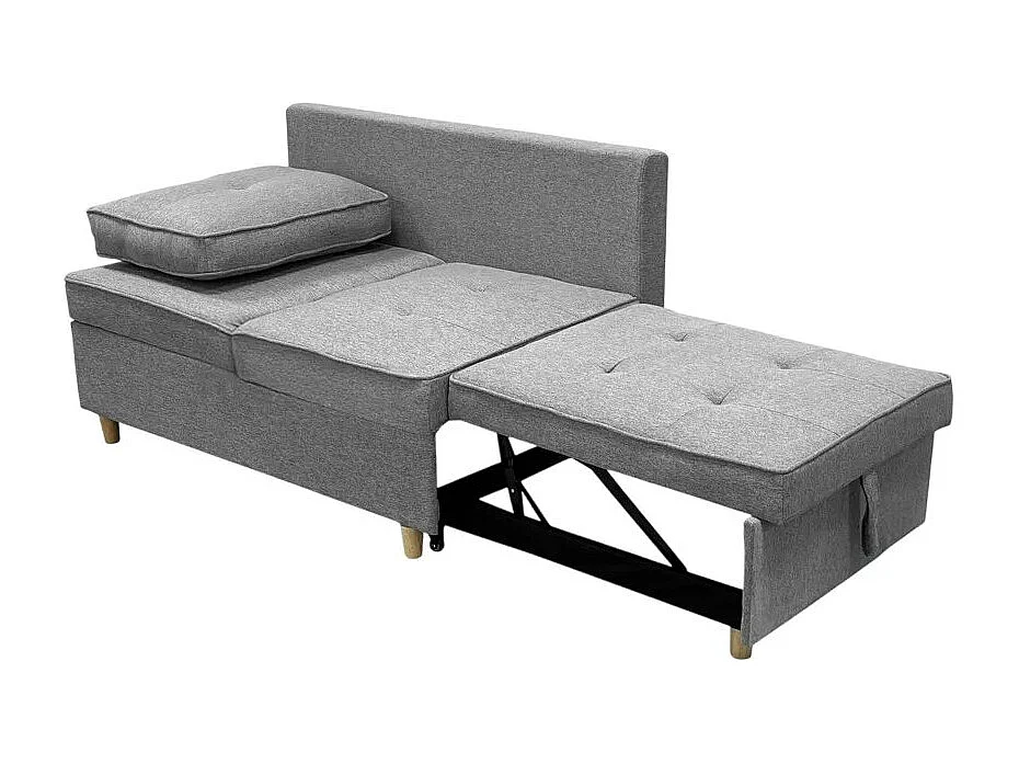 Schlafsofa 2-Sitzer ausziehbar platzsparend aus grauem Stoff Wanda