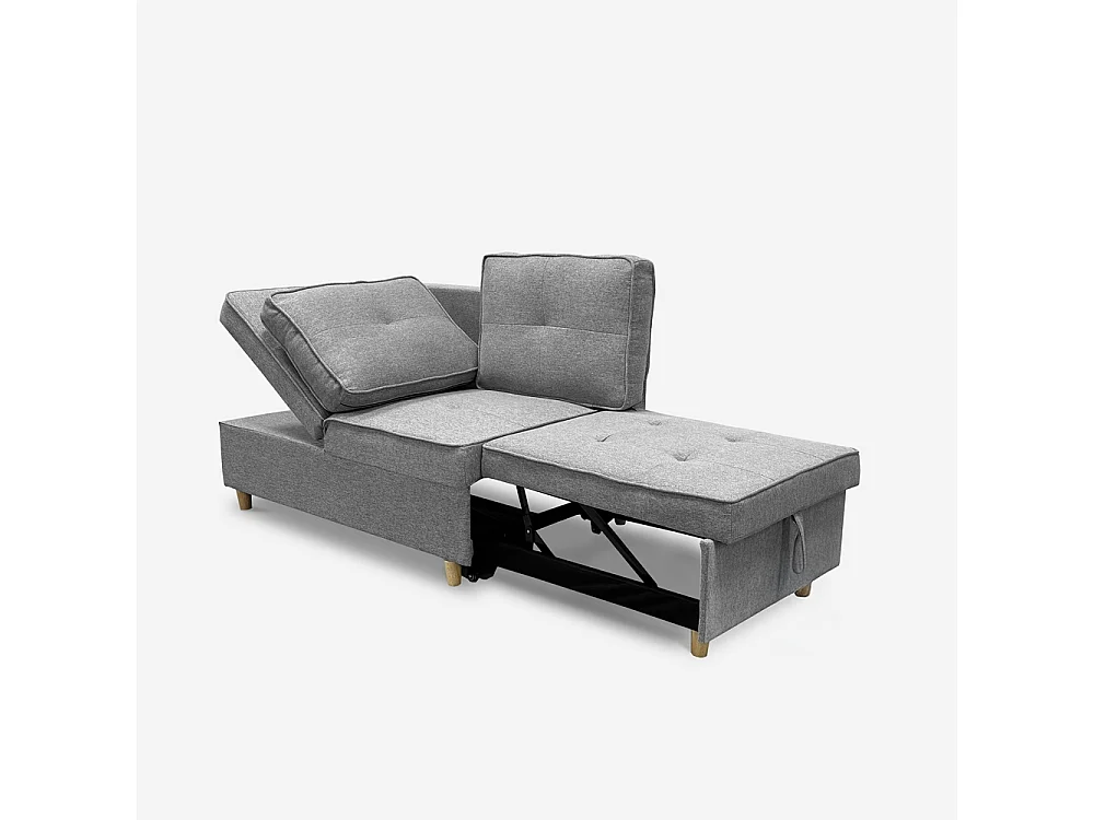 Divano 2 posti convertibile tessuto grigio salvaspazio Ginepro