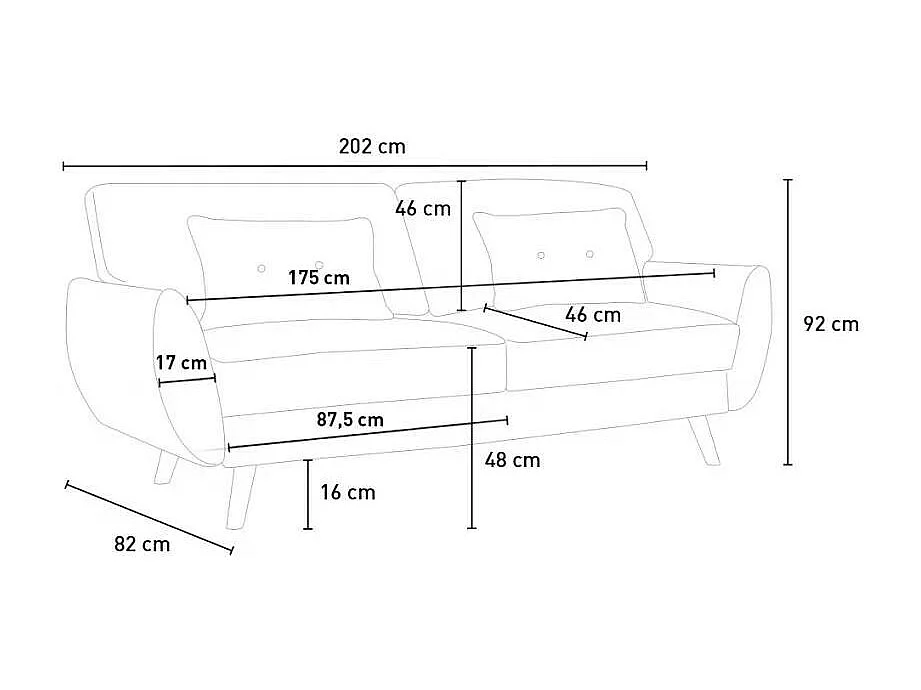 Divano trasformabile 3 posti in stile nordico in tessuto Frangipani