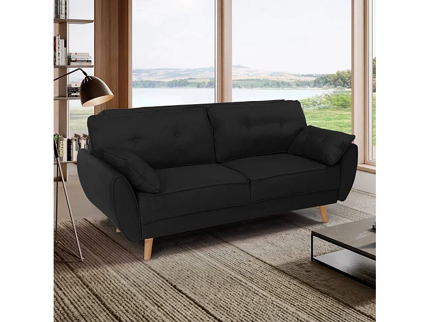 Divano trasformabile 3 posti in stile nordico in tessuto Frangipani