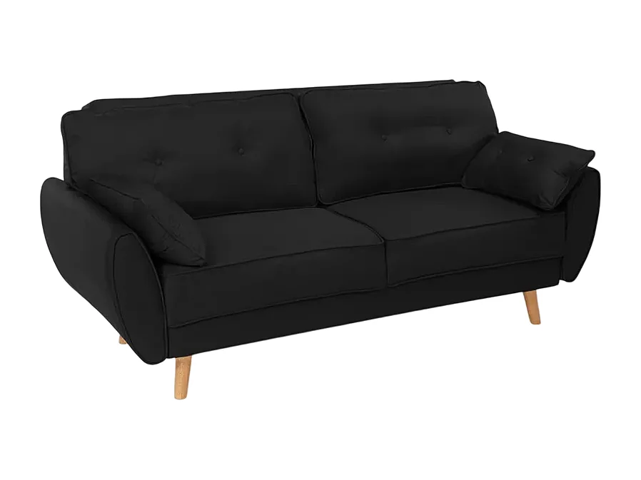 Fortaleza Schlafsofa Nordisches Design Schlafcouch Clic Clac 3-Sitzer aus Stoff - Schwarz