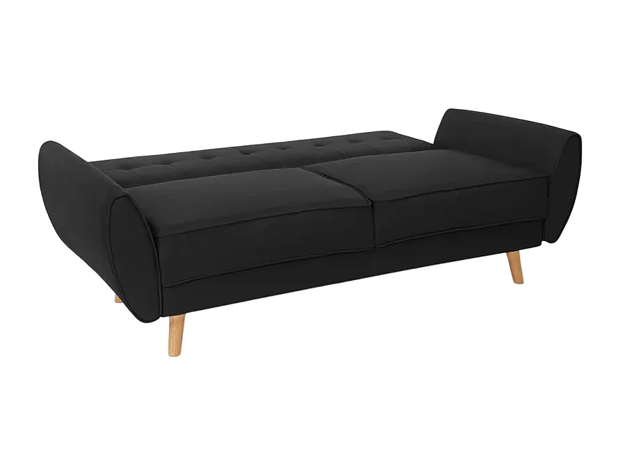 Fortaleza Schlafsofa Nordisches Design Schlafcouch Clic Clac 3-Sitzer aus Stoff - Schwarz