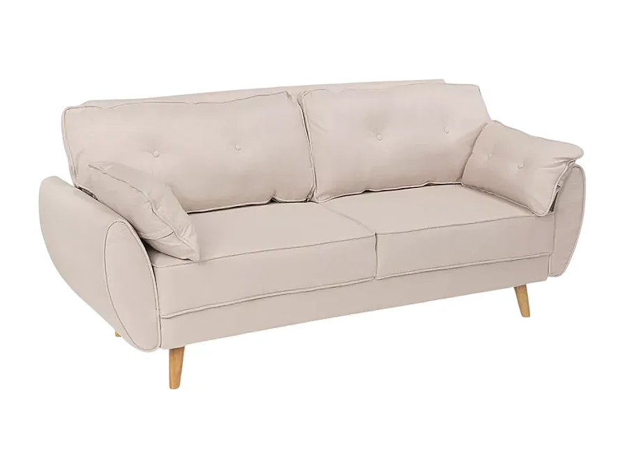 Fortaleza Schlafsofa Nordisches Design Schlafcouch Clic Clac 3-Sitzer aus Stoff - Beige