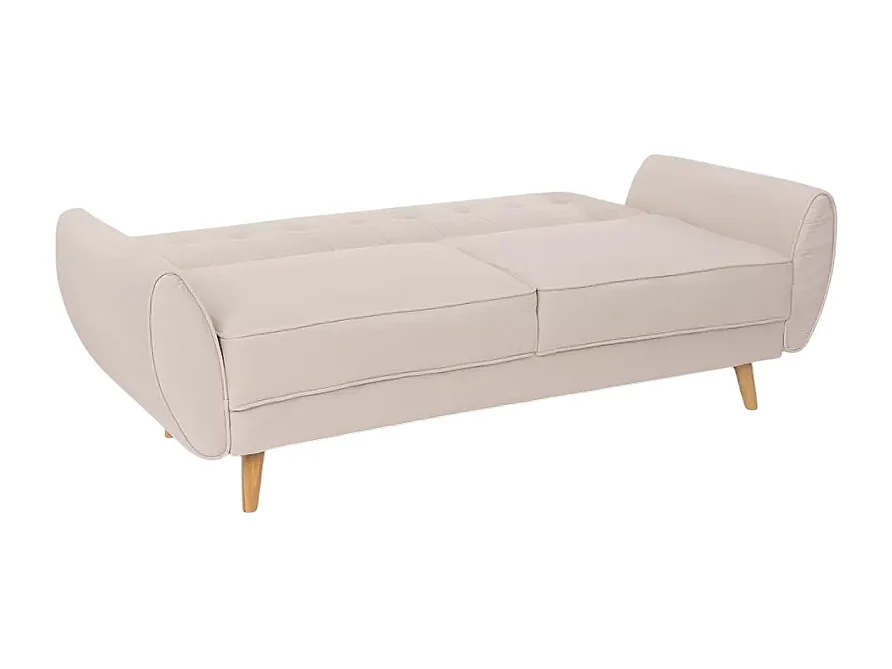 Fortaleza Schlafsofa Nordisches Design Schlafcouch Clic Clac 3-Sitzer aus Stoff - Beige