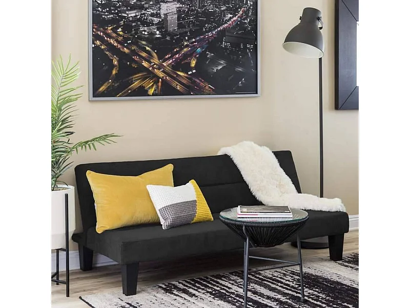 Divano letto 2 posti clic clac in microfibra effetto velluto Platano