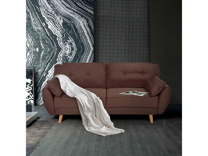 Sofá cama reclinable de diseño nórdico clic clac 3 plazas en tejido Fortaleza - Marrón