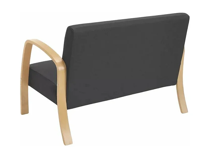 Sofá, sillón, reposapiés de salón escandinavo de madera y tela Gyda - Gris Oscuro