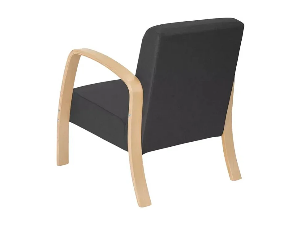 Sofá, sillón, reposapiés de salón escandinavo de madera y tela Gyda - Gris Oscuro