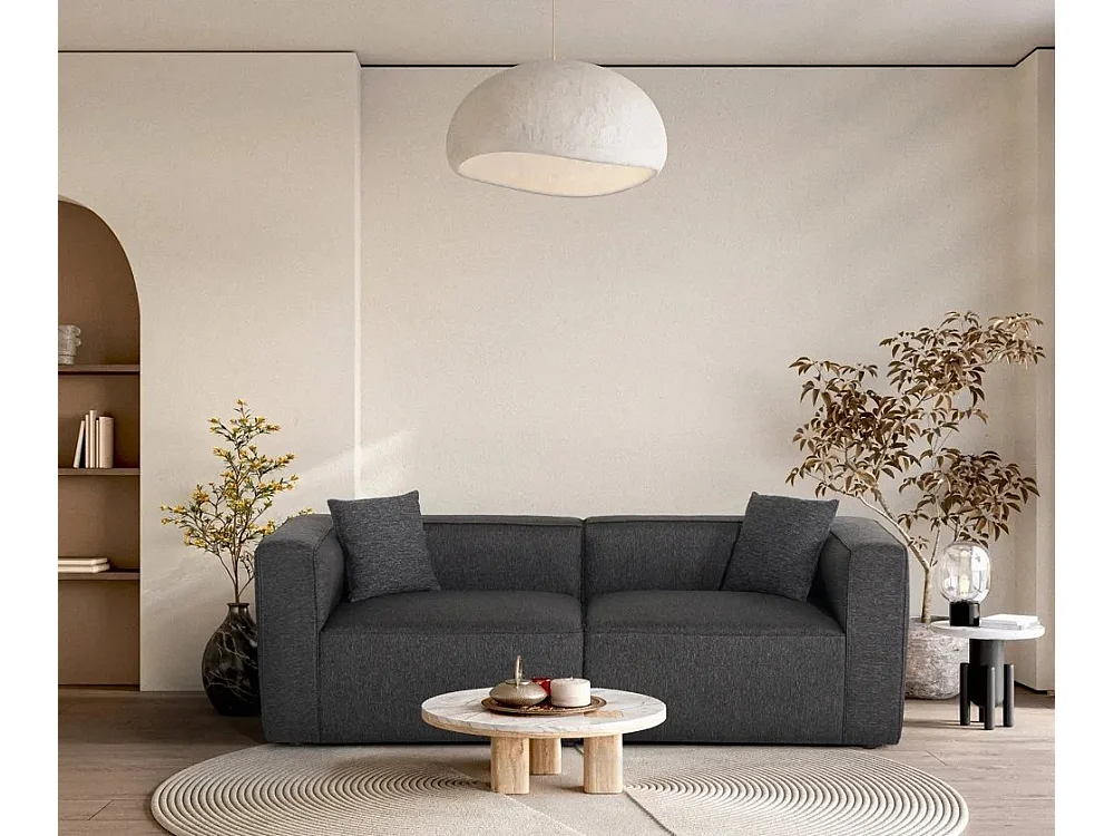 Sofá de 3 plazas modular de tela moderno para el salón Neko - Gris Oscuro
