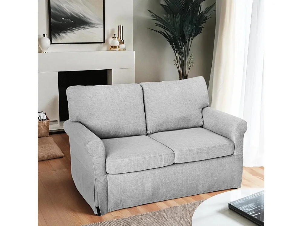 Sofá de 2 plazas de diseño clásico moderno para salones y salas de estar en tejido Epoque - Gris claro