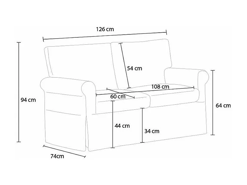Sofá de 2 plazas de diseño clásico moderno para salones y salas de estar en tejido Epoque - Gris claro