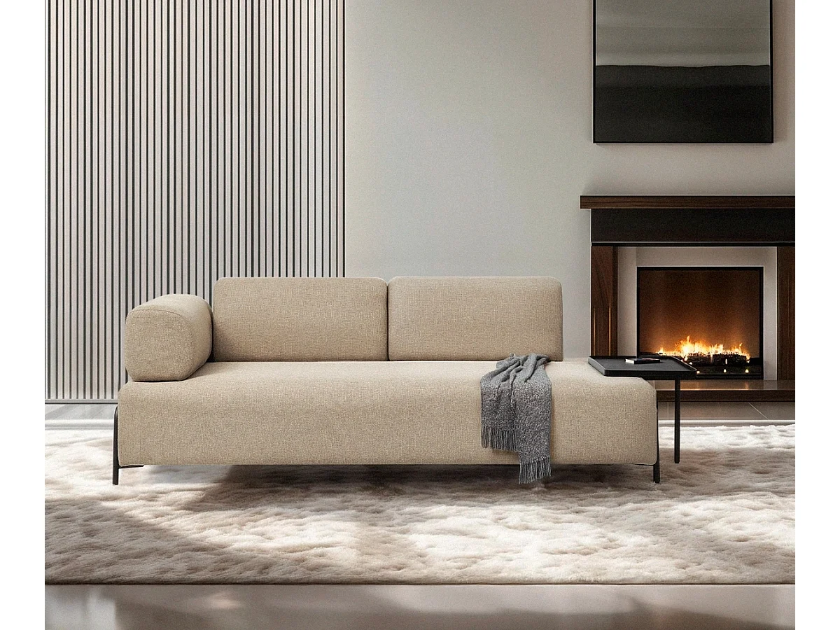 Sofá modular de 3 plazas de diseño moderno por módulos con mesitas Diadema - Beige