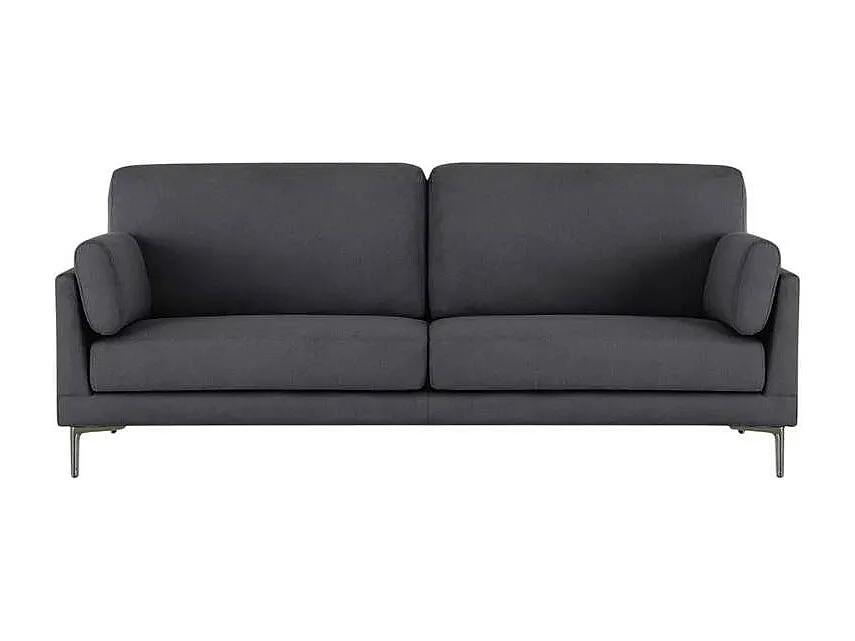 Sofá 3 plazas 200 cm tela salón moderno patas metálicas Boray. - Negro