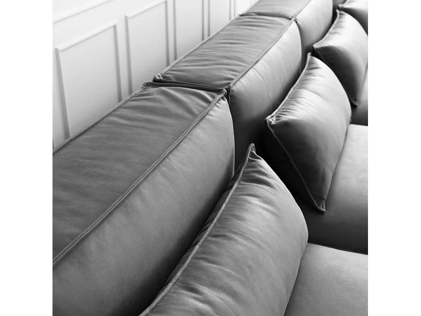 Sofá 4 plazas modular seccional moderno de tela con pouf Solv