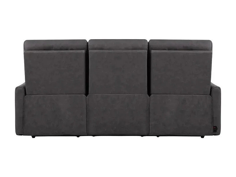Sofá de 3 plazas con mecanisco de relax eléctrico, reclinable y 2 puertos USB en polipiel Jovit - Gris Oscuro
