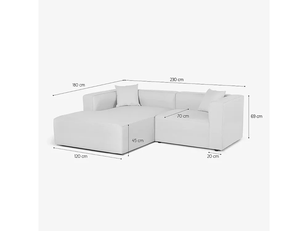 Divano modulare 3 posti chaise longue angolare in tessuto Banano