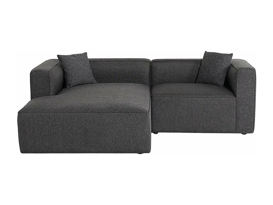 Canapé modulaire 3 places en tissu modulable avec méridienne d'angle Lorys - Gris foncé