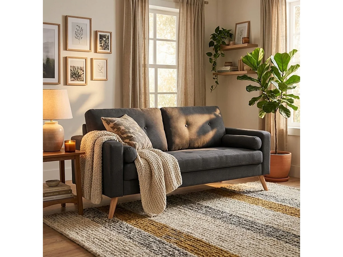 Divano 3 posti stile scandinavo moderno tessuto confortevole Thuja