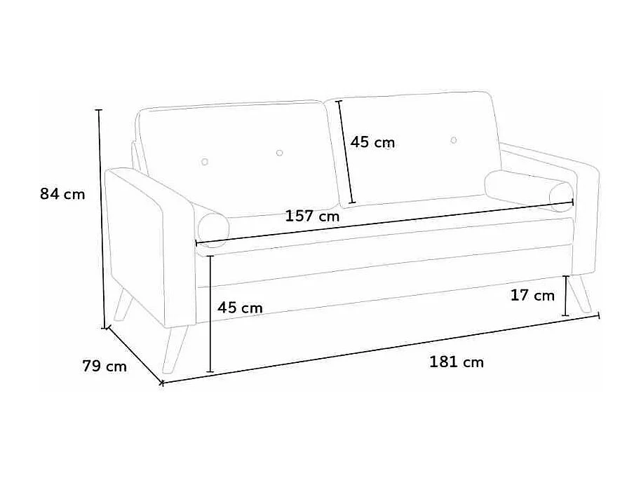 Divano 3 posti stile scandinavo moderno tessuto confortevole Thuja