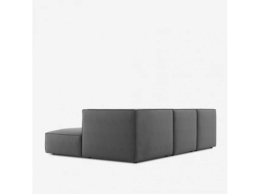 Sofá modular 3 plazas en tela moderno con pouf Solv
