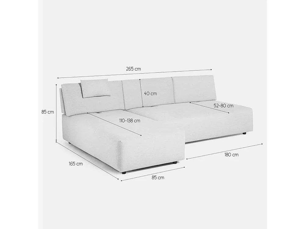 Divano ad angolo modulare 3 posti beige chaise longue Pino marittimo