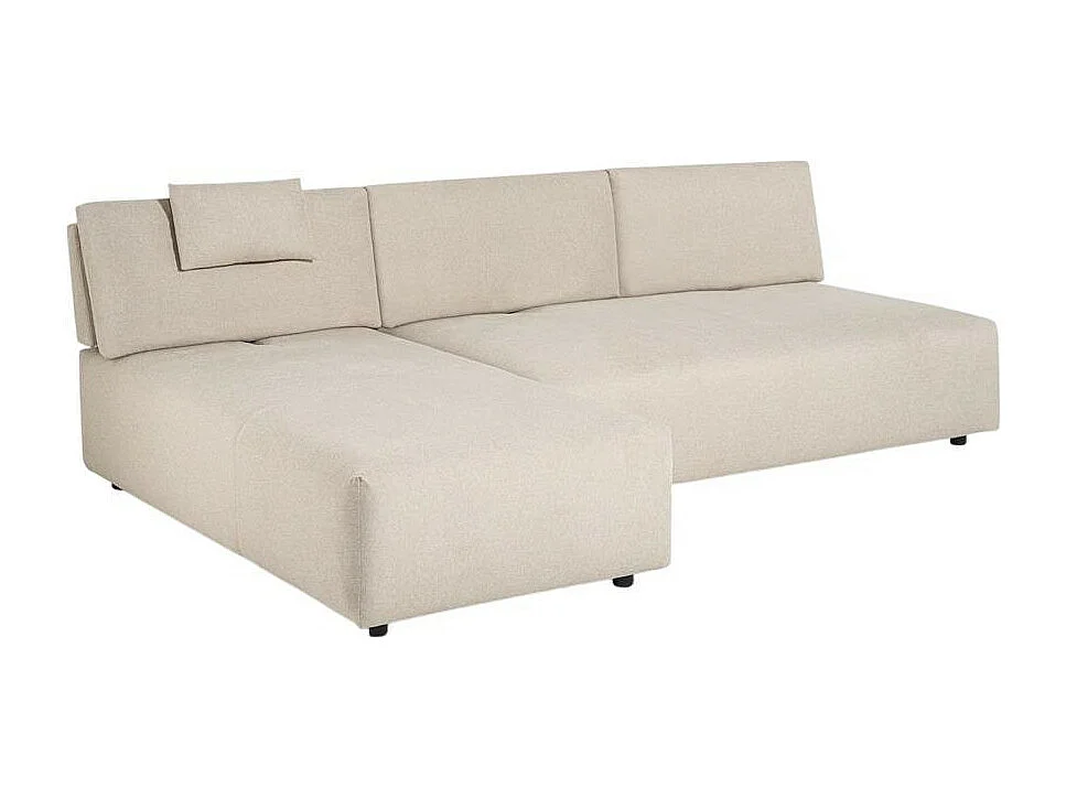 Canapé d'angle 3 places beige avec méridienne modulaire Mozy