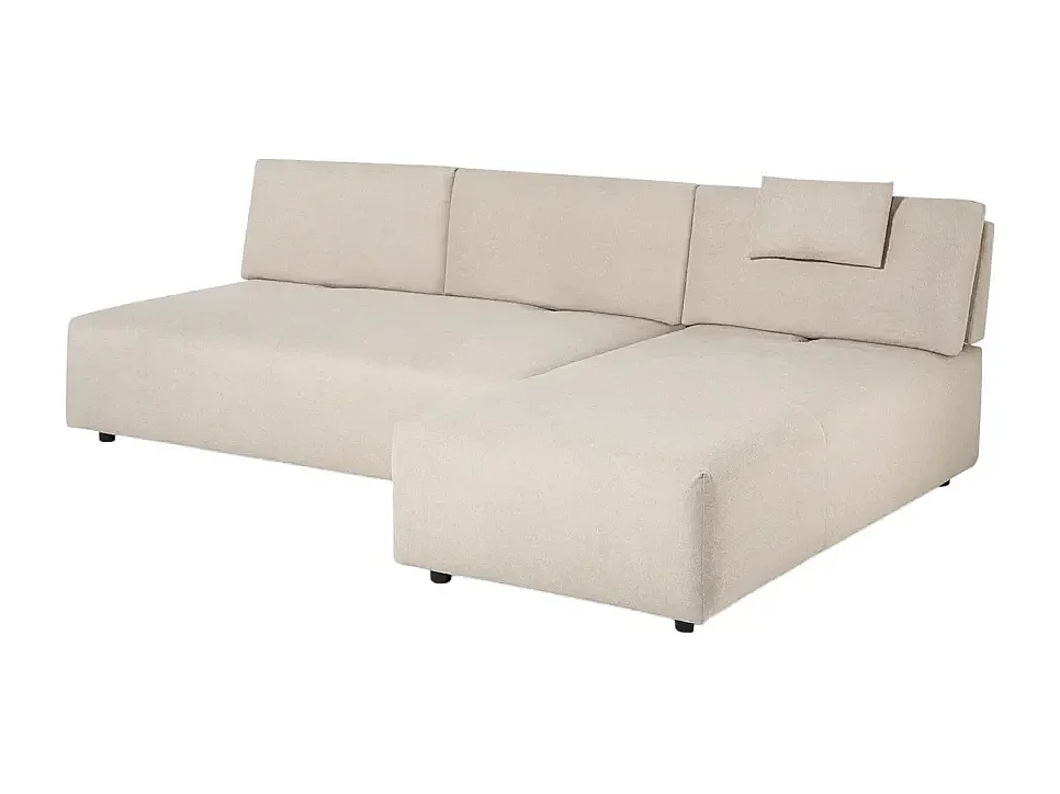 Canapé d'angle 3 places beige avec méridienne modulaire Mozy