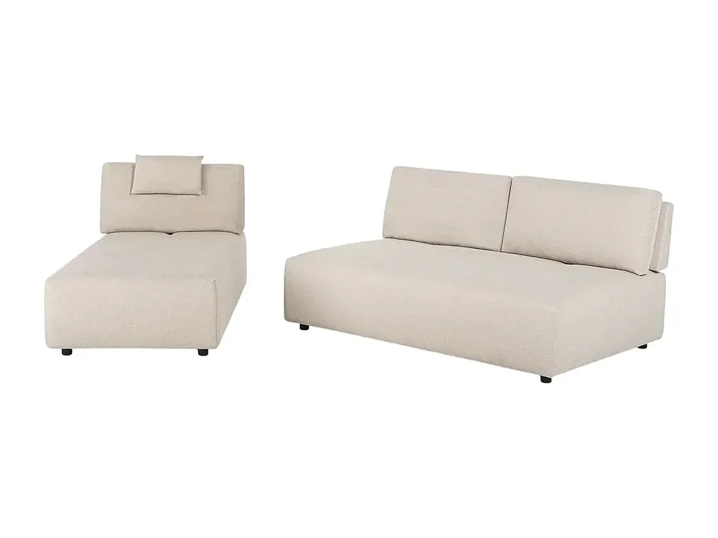 Canapé d'angle 3 places beige avec méridienne modulaire Mozy