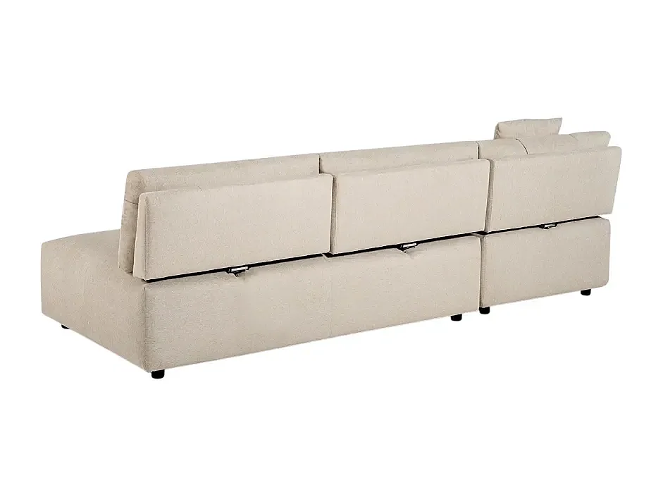 Canapé d'angle 3 places beige avec méridienne modulaire Mozy