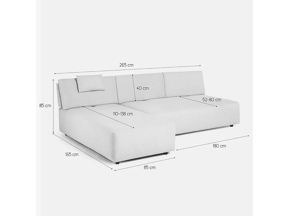 Modulares beiges 3-Sitzer-Ecksofa mit modularem Liegestuhl Mozy