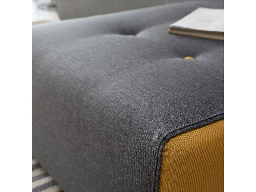 Sofá de 2-3 plazas en tela de estilo moderno con puf Luda