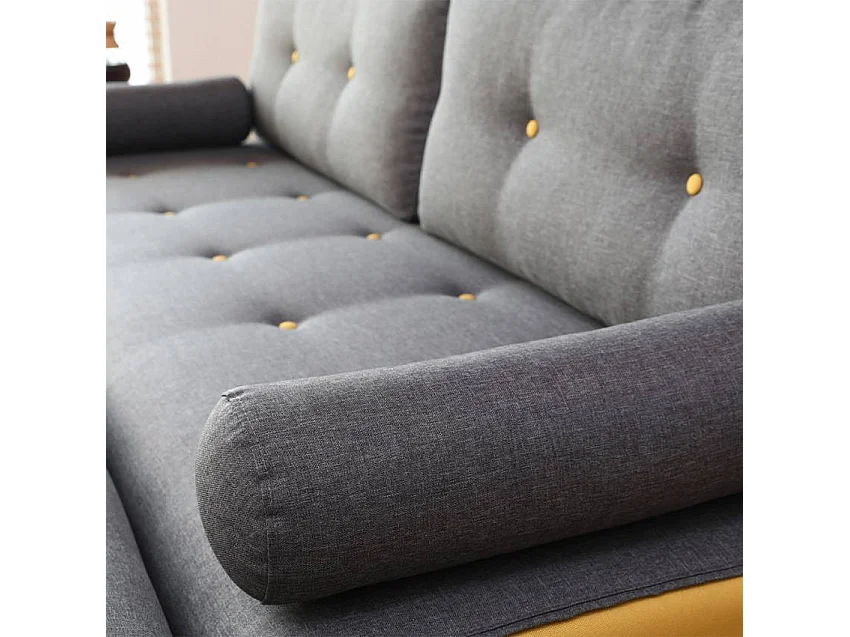 Sofá de 2-3 plazas en tela de estilo moderno con puf Luda