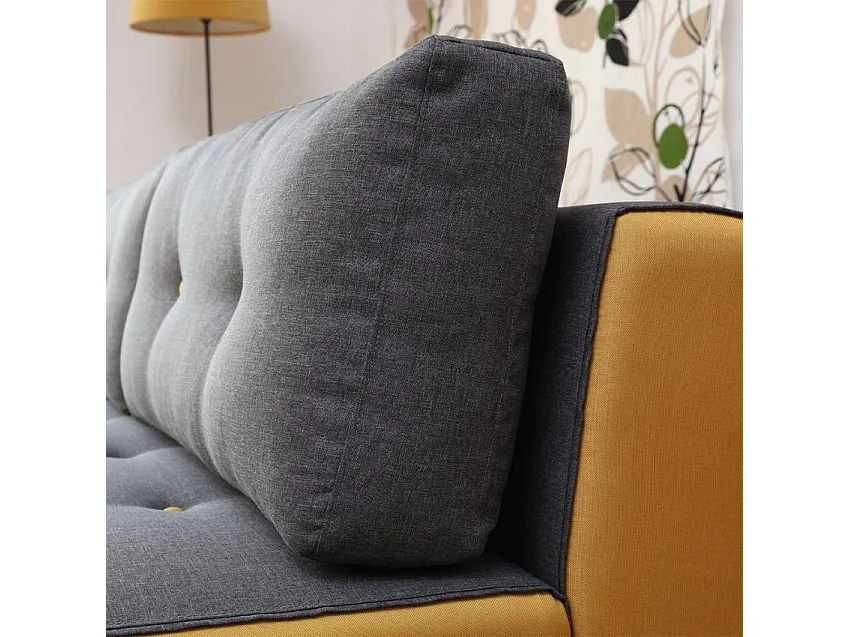 Sofá de 2-3 plazas en tela de estilo moderno con puf Luda