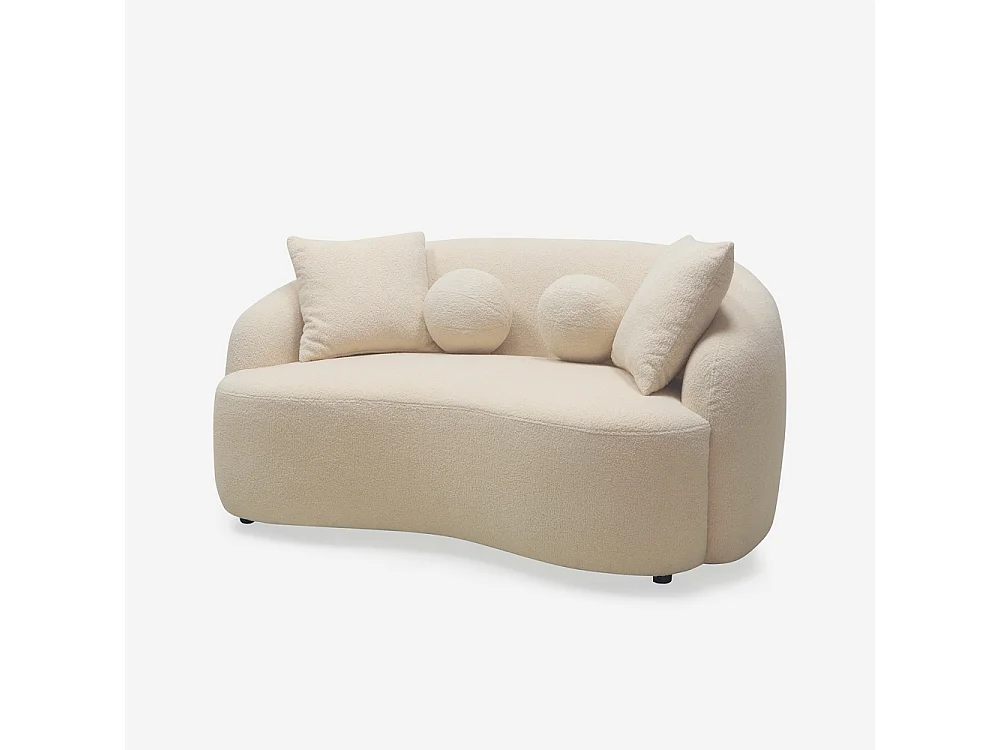 Divano fisso 2 posti tessuto bouclé design moderno Abete di Douglas