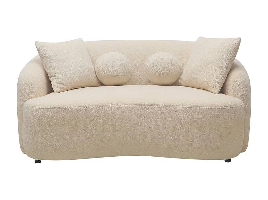 Sofa Design 2-Sitzer geschwungen beige Teddybouclé-Stoff Lazy
