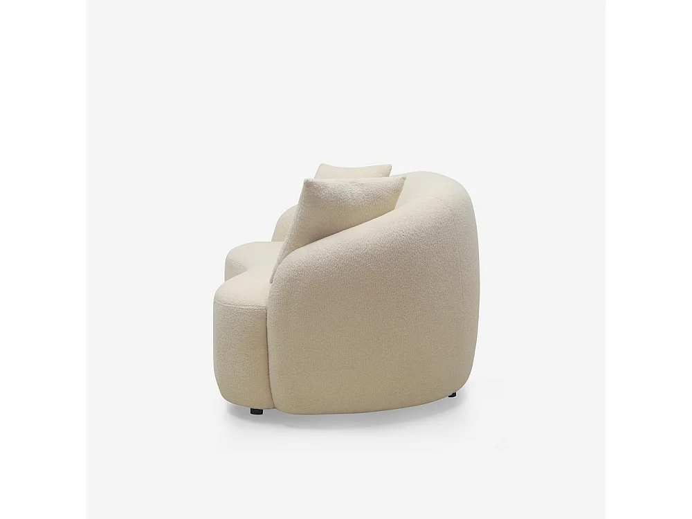 Sofa Design 2-Sitzer geschwungen beige Teddybouclé-Stoff Lazy
