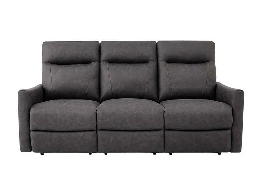 Sofá moderno de 3 plazas reclinable con mecanismo relax manual y de polipiel color gris Kiros - Gris Oscuro