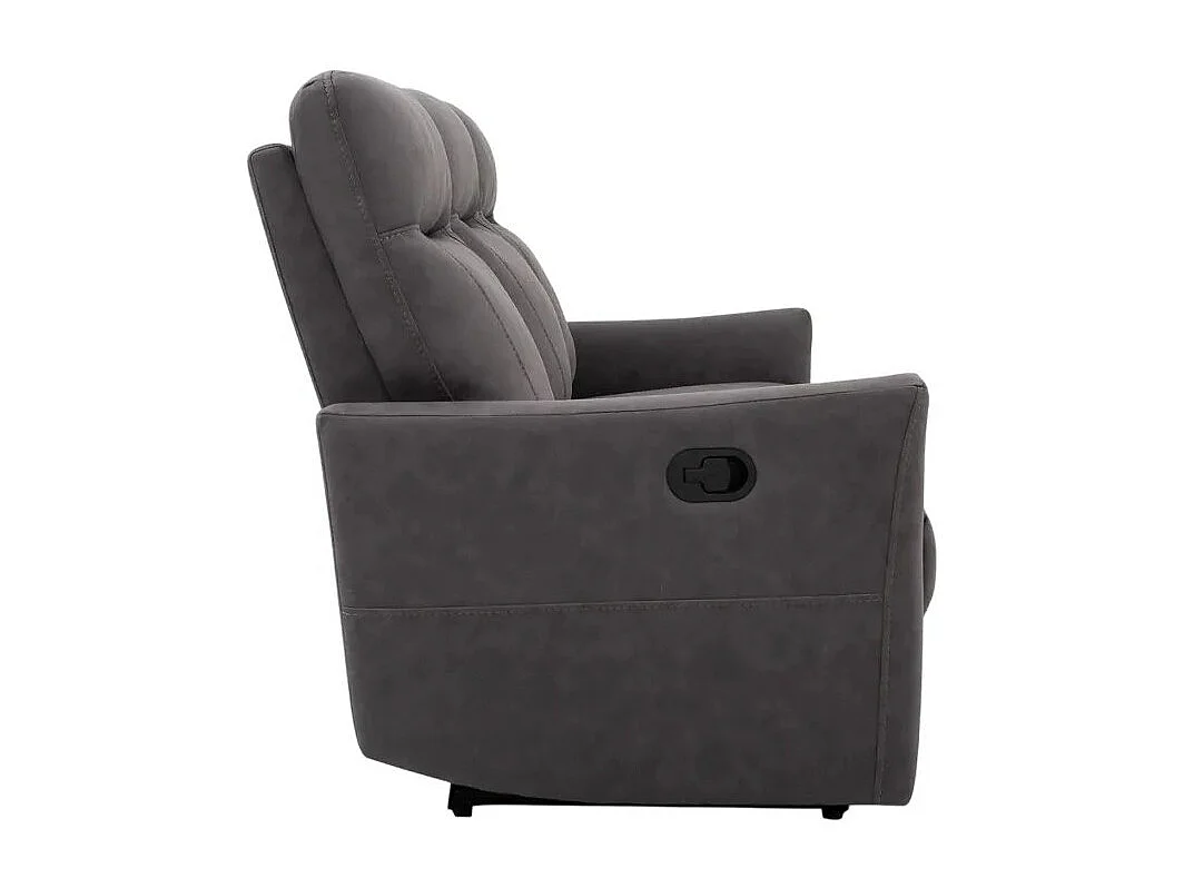 Sofá moderno de 3 plazas reclinable con mecanismo relax manual y de polipiel color gris Kiros - Gris Oscuro
