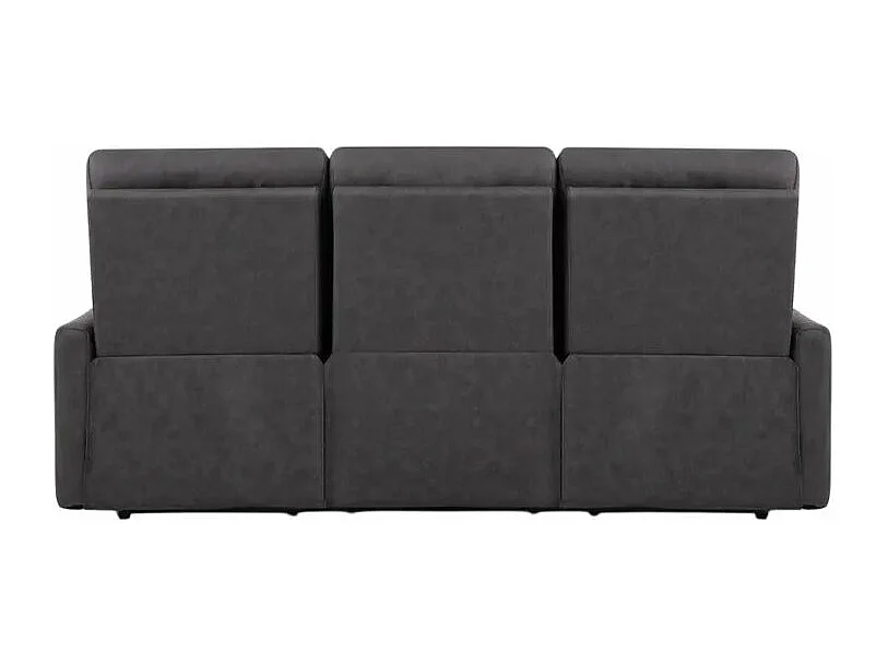 Sofá moderno de 3 plazas reclinable con mecanismo relax manual y de polipiel color gris Kiros - Gris Oscuro