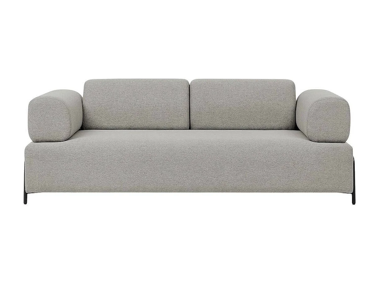 Canapé 3 places design moderne modulable avec tables basses Diadema - Gris clair