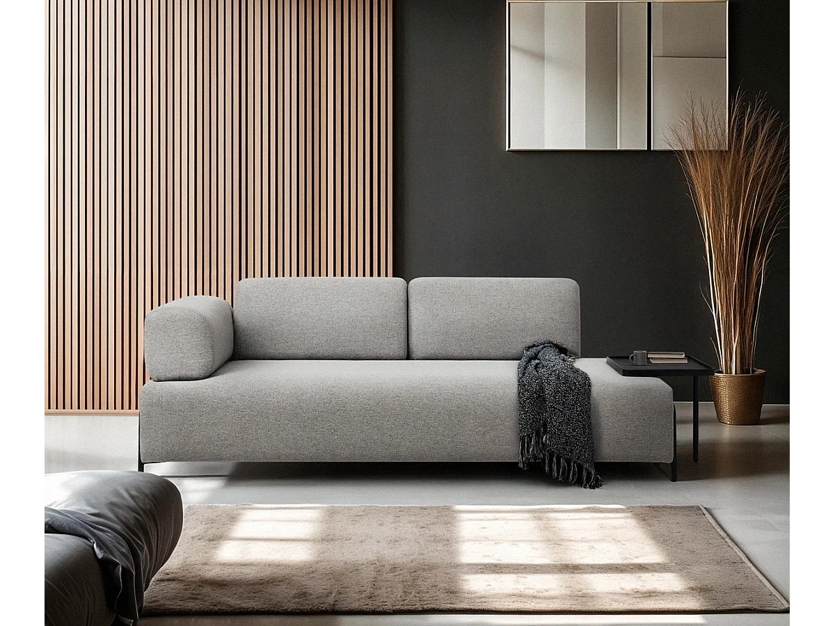 Sofa modular 3-Sitzer modernes Design mit Beistelltischen Diadema - Hellgrau