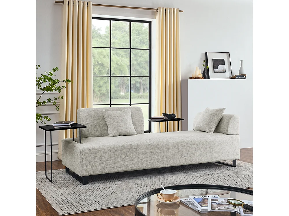 Divano modulabile 3 posti con cuscini e tavolini inclusi Pino mugo