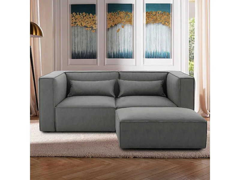 Modernes modulares 2-Sitzer-Sofa aus Stoff mit Ottomane Solv