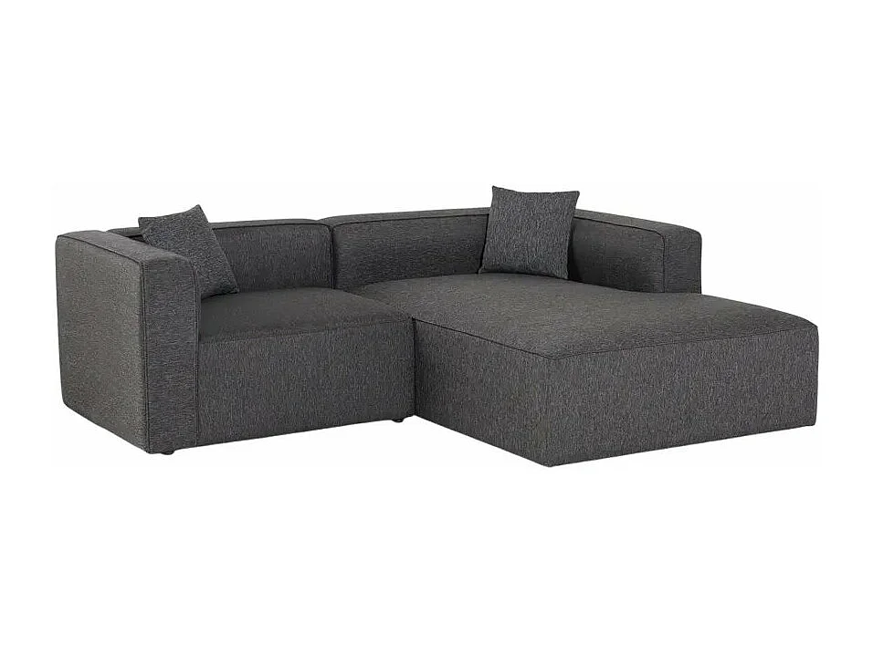 Sofá esquinero modular de 3 plazas con chaise longue modular de tela Rylos - Gris Oscuro
