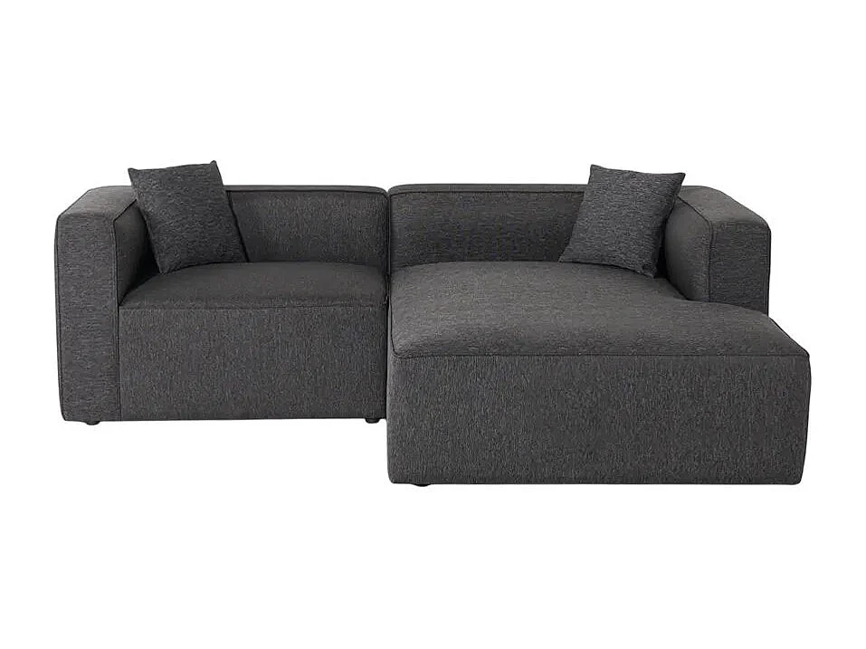 Sofá esquinero modular de 3 plazas con chaise longue modular de tela Rylos - Gris Oscuro