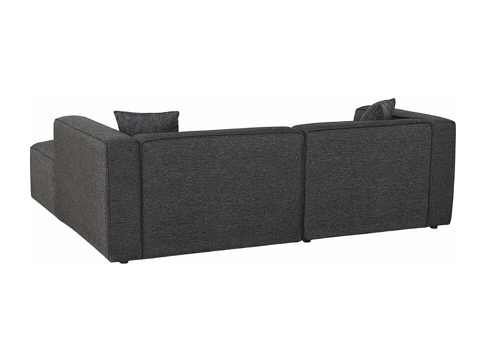 Sofá esquinero modular de 3 plazas con chaise longue modular de tela Rylos - Gris Oscuro