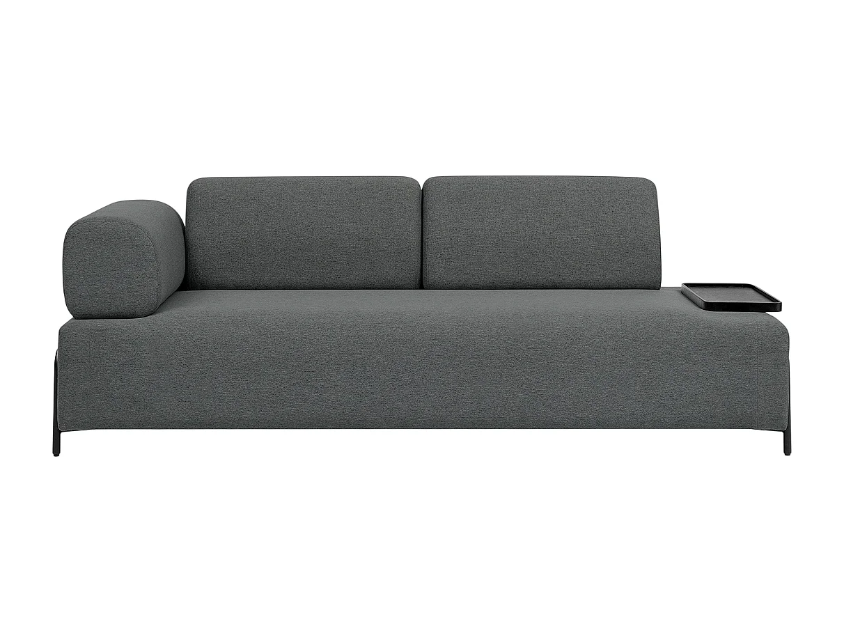 Canapé 3 places design moderne modulable avec tables basses Diadema - Gris foncé